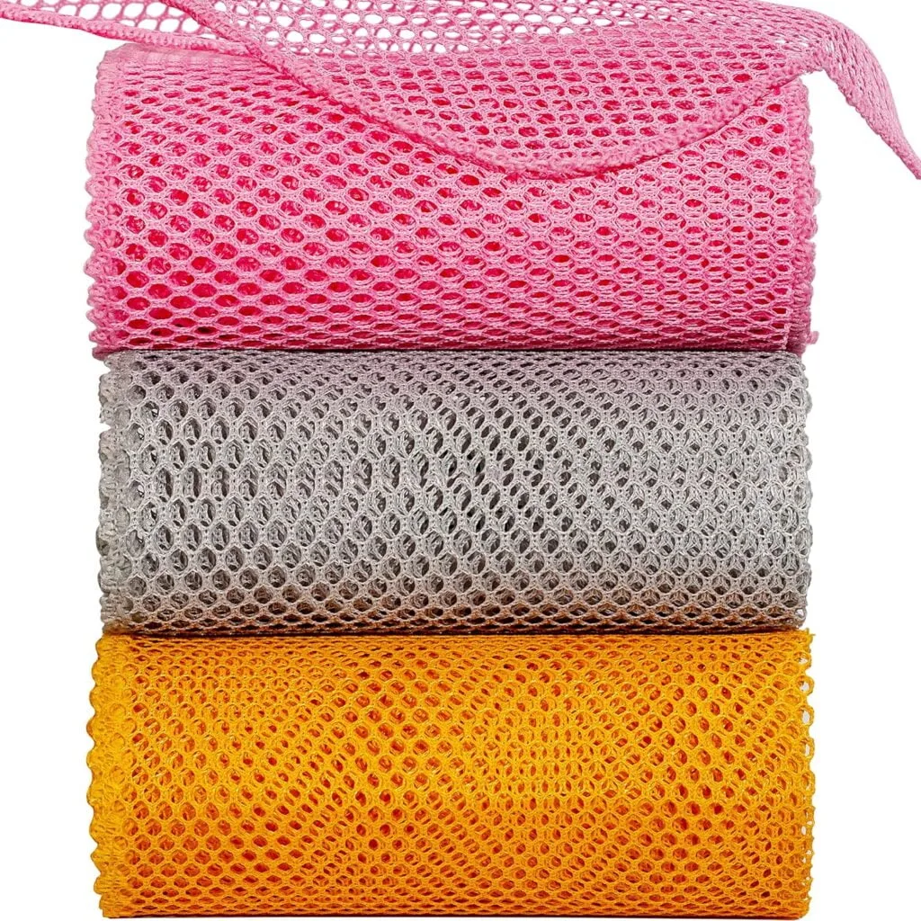 12Pcs Dish Wash Net,Innovative Mesh Cloth,Ultra Durable Non-Scratch Dish Rags for Washing Dishes,100% Odor Free/Quick Dry,Perfect Scrubber,Dish Sponges for Washing Dishes Yellow/Pink/Gray