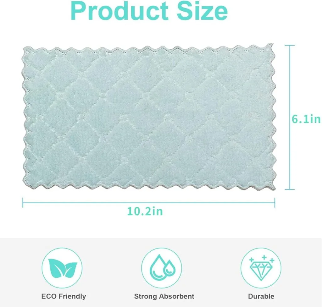 20 Pack Kitchen Dish Cloths, Super Absorbent Microfiber Cleaning Cloth for Cleaning Dishes, Kitchen, Bathroom, Car (Grey  Green)