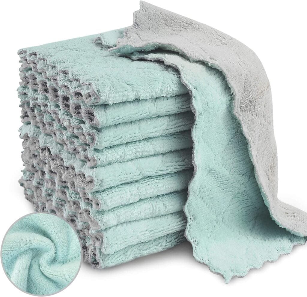 20 Pack Kitchen Dish Cloths, Super Absorbent Microfiber Cleaning Cloth for Cleaning Dishes, Kitchen, Bathroom, Car (Grey  Green) 20 Pack Kitchen Dish Cloths, Super Absorbent Microfiber Cleaning Cloth for Cleaning Dishes, Kitchen, Bathroom, Car (Grey  Green)