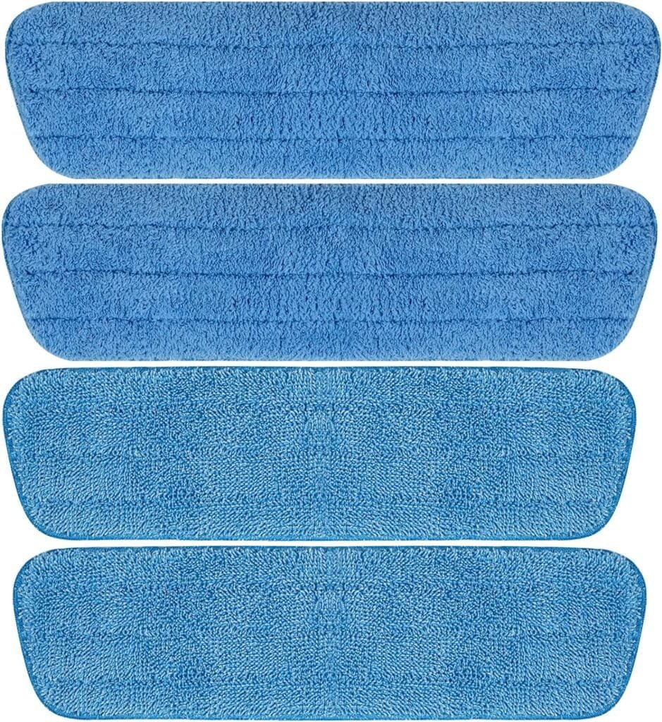 4 x 18 Microfiber Mop Pads Incude 2 Machine Washable, Reusable Dry Mop Pads and 2 Wet Mop Pads ,Microfiber Mop Pads for Hardwood,Tile,Floor Cleaning 4 x 18 Microfiber Mop Pads Incude 2 Machine Washable, Reusable Dry Mop Pads and 2 Wet Mop Pads ,Microfiber Mop Pads for Hardwood,Tile,Floor Cleaning