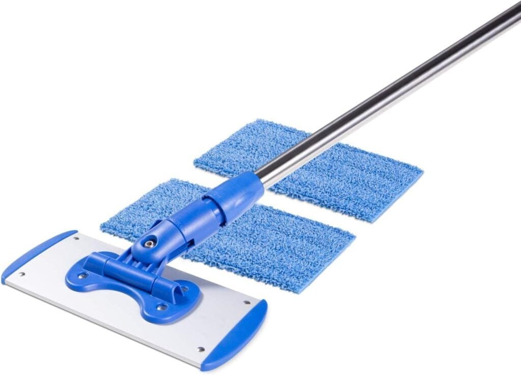 9 Flexible Mini Microfiber Mop System | Adjustable Stainless Steel Handle | 2 Reusable Microfiber Mop Pads | Machine Washable | Wet Mop for Hardwood, Laminate, Concrete, Tile, Stone, Vinyl Floors