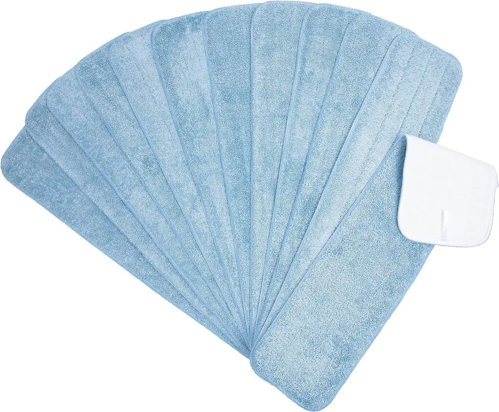 Arkwright Spray Mop Replacement Pads - (Pack of 12) Bulk Microfiber Flat Dry and Wet Refill Mop Pads Floor Cleaning, Compatible with Bona and Rubbermaid, Fits All Mop Heads, 24 in, Blue