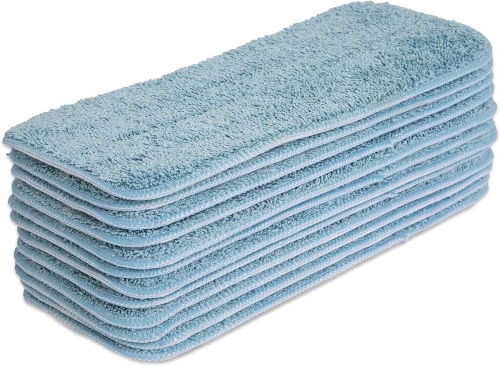 Arkwright Spray Mop Replacement Pads - (Pack of 12) Bulk Microfiber Flat Dry and Wet Refill Mop Pads Floor Cleaning, Compatible with Bona and Rubbermaid, Fits All Mop Heads, 24 in, Blue