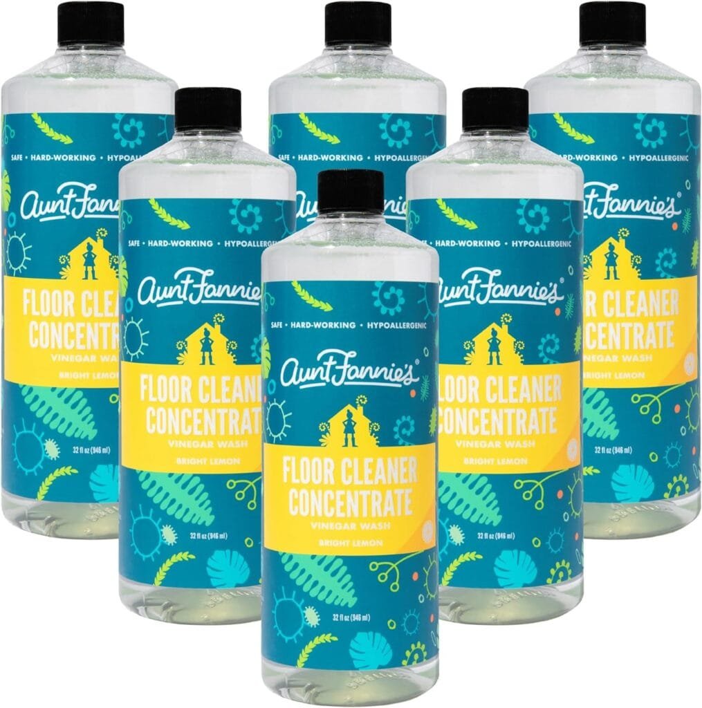 Aunt Fannies Ultra Concentrated Floor Cleaner Vinegar Wash, Multi-Surface Floor Cleaner For Mopping, Makes 16 Gallons, Bright Lemon Scent, 32 oz. (Pack of 6)