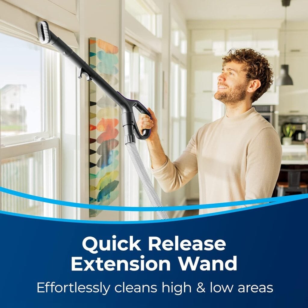 BISSELL CleanView Compact Upright Vacuum, Fits In Dorm Rooms  Apartments, Lightweight with Powerful Suction and Removable Extension Wand, 3508, Red,black