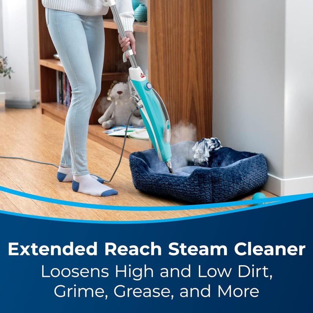 Bissell Power Fresh Steam Mop with Natural Sanitization, Floor Steamer, Tile Cleaner, and Hard Wood Floor Cleaner with Flip-Down Easy Scrubber, 1940A