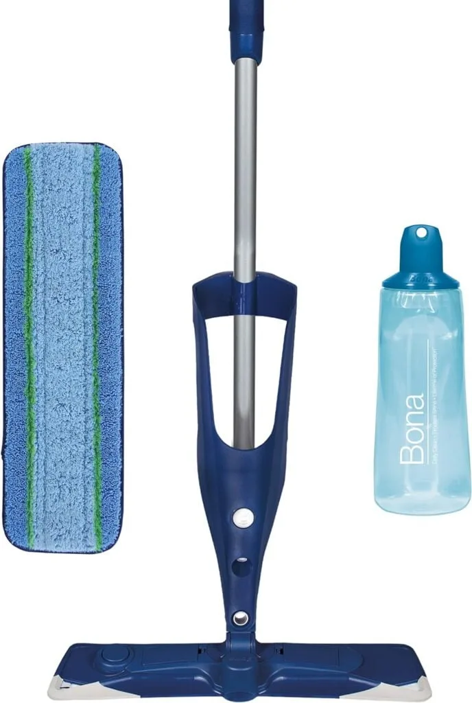 Bona Hardwood Floor Premium Spray Mop - Includes Hardwood Floor Cleaning Solution and Machine Washable Microfiber Cleaning Pad - Dual Zone Cleaning for Faster Cleanup - Spray Mop for Wood Floors