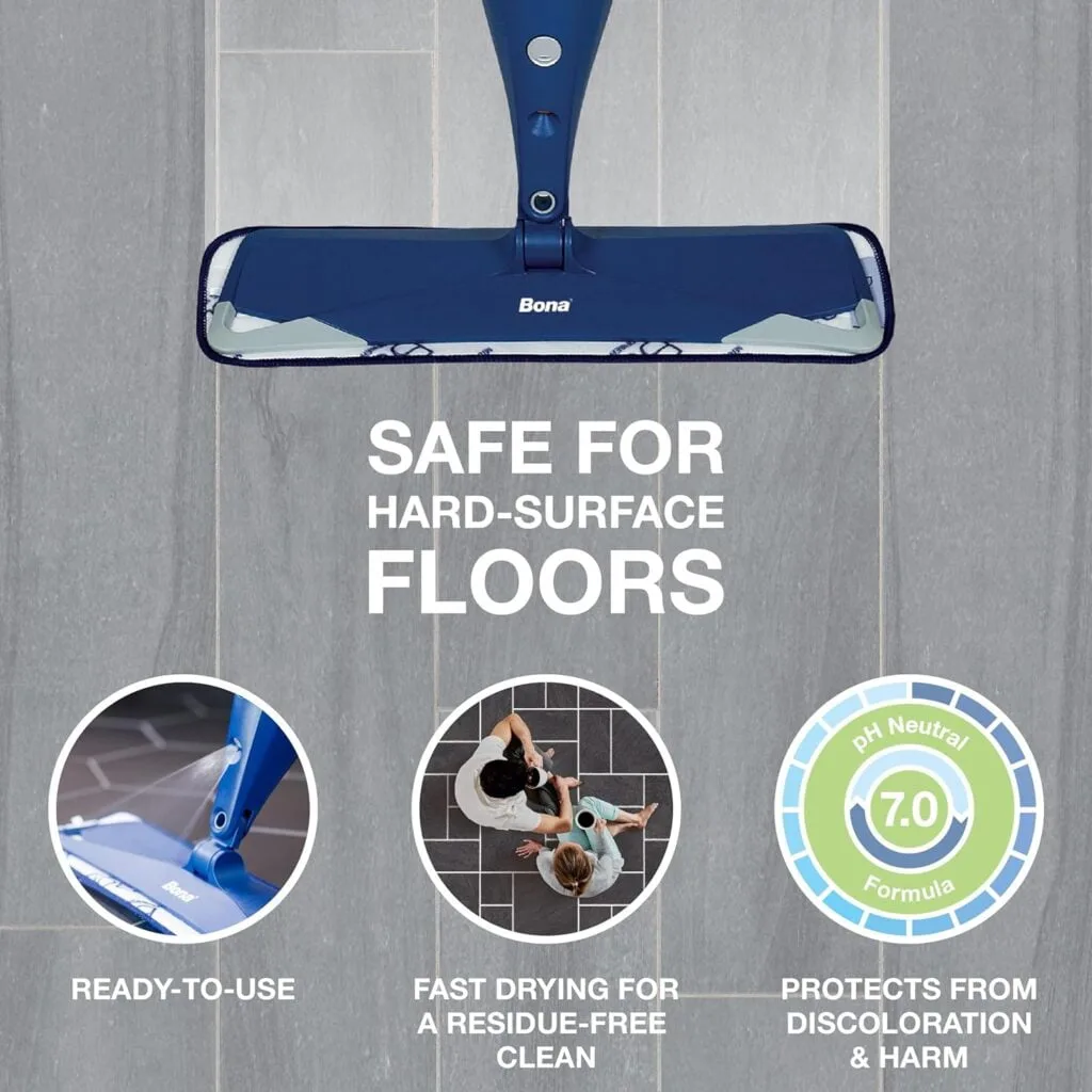Bona Multi-Surface Floor Cleaner Refill - 128 fl oz - Lemon Mint - Residue-Free Floor Cleaning Solution Spray Mop and Spray Bottle Refill - For Use on Stone, Tile, Laminate, and Vinyl Floors