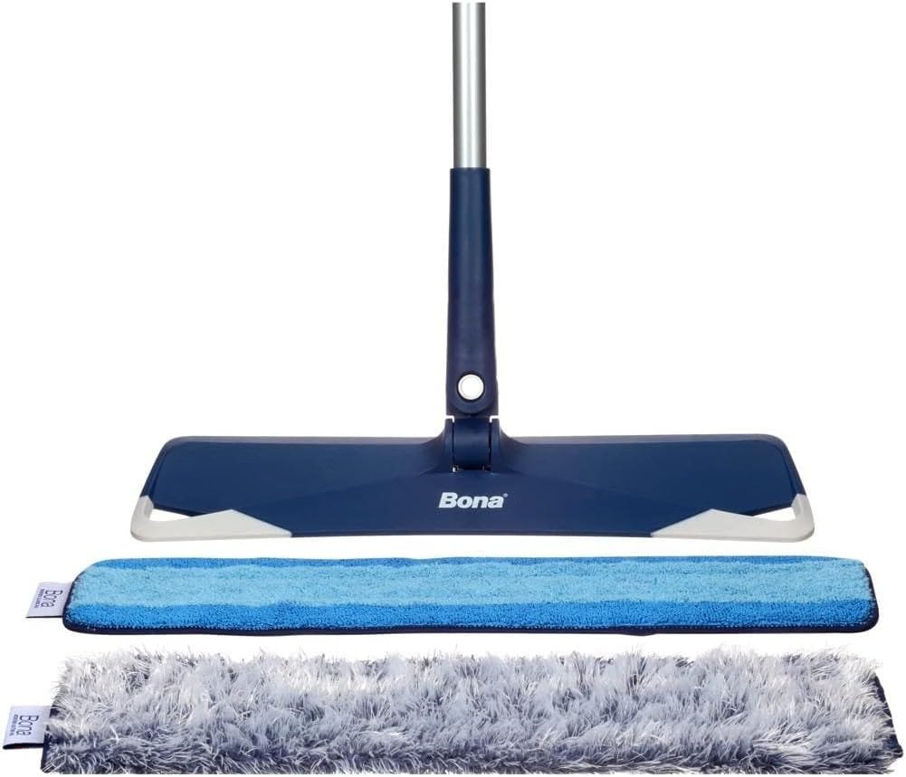Bona Premium Microfiber Floor Mop for Dry and Wet Floor Cleaning - Includes Microfiber Cleaning Pad and Microfiber Dusting Pad - Dual Zone Cleaning Design for Faster Cleanup Bona Premium Microfiber Floor Mop for Dry and Wet Floor Cleaning - Includes Microfiber Cleaning Pad and Microfiber Dusting Pad - Dual Zone Cleaning Design for Faster Cleanup
