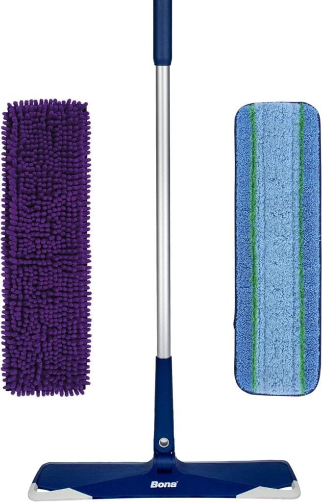 Bona Premium Microfiber Floor Mop for Dry and Wet Floor Cleaning - Includes Microfiber Cleaning Pad and Microfiber Dusting Pad - Dual Zone Cleaning Design for Faster Cleanup Bona Premium Microfiber Floor Mop for Dry and Wet Floor Cleaning - Includes Microfiber Cleaning Pad and Microfiber Dusting Pad - Dual Zone Cleaning Design for Faster Cleanup