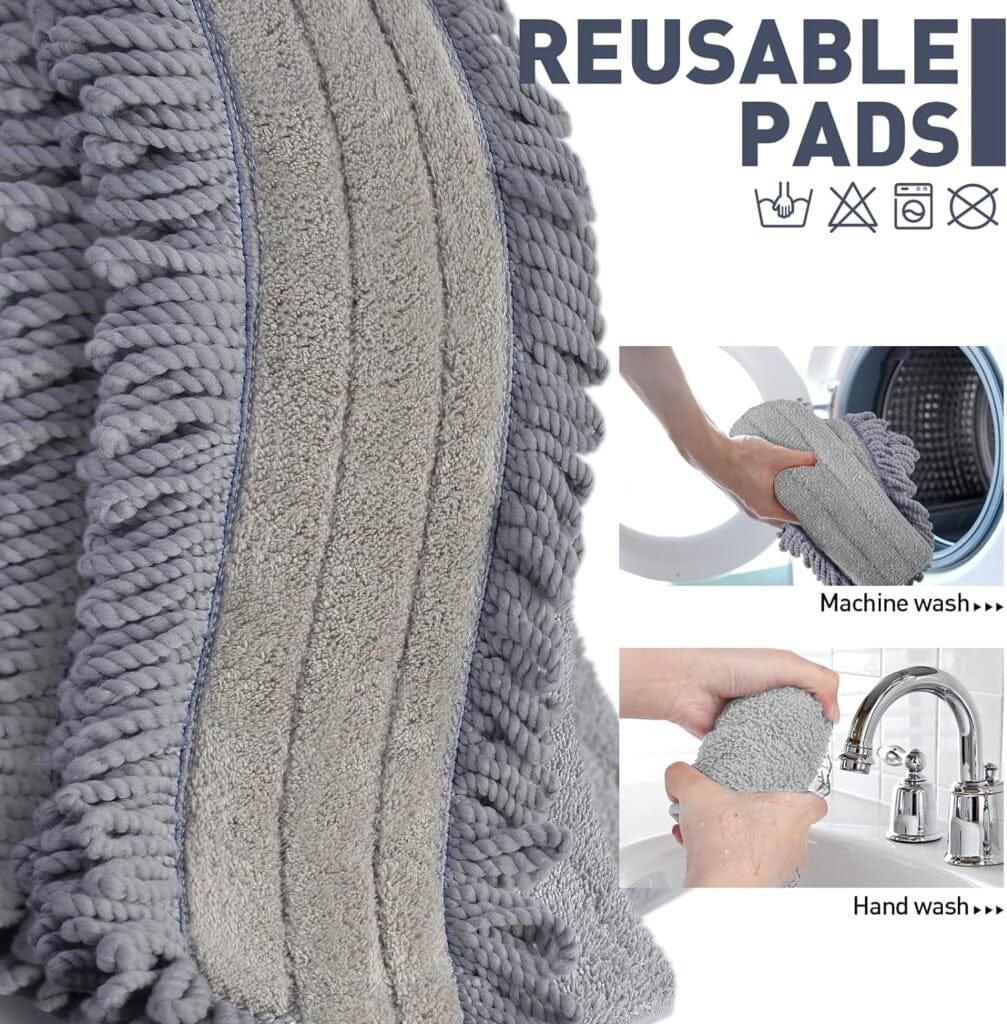 Bonpally Microfiber Mops for Floor Cleaning System, Flat Mop for Hardwood Floors, Professional Commercial Mops, Wet and Dry Mop, Household Cleaning Supplies with Extendable Handle, 4 Reusable Mop Pads