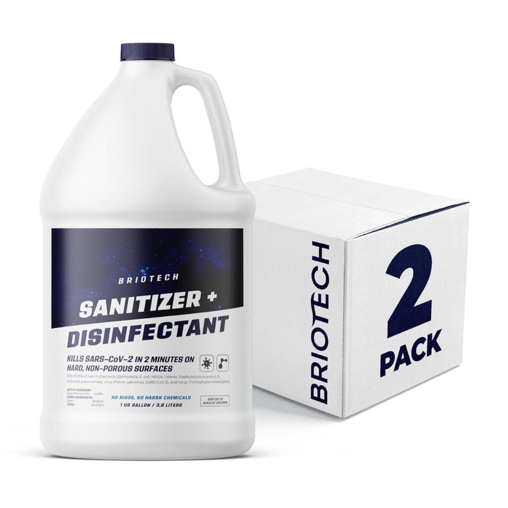 BRIOTECH Sanitizer + Disinfectant, Kills 99.99% of Viruses  Bacteria, HOCl Hypochlorous Spray, 0% Bleach, 0% Alcohol, Food Contact Safe, Eliminate Non-Living Allergens  Remove Pet Odor BRIOTECH Sanitizer + Disinfectant, Kills 99.99% of Viruses  Bacteria, HOCl Hypochlorous Spray, 0% Bleach, 0% Alcohol, Food Contact Safe, Eliminate Non-Living Allergens  Remove Pet Odor