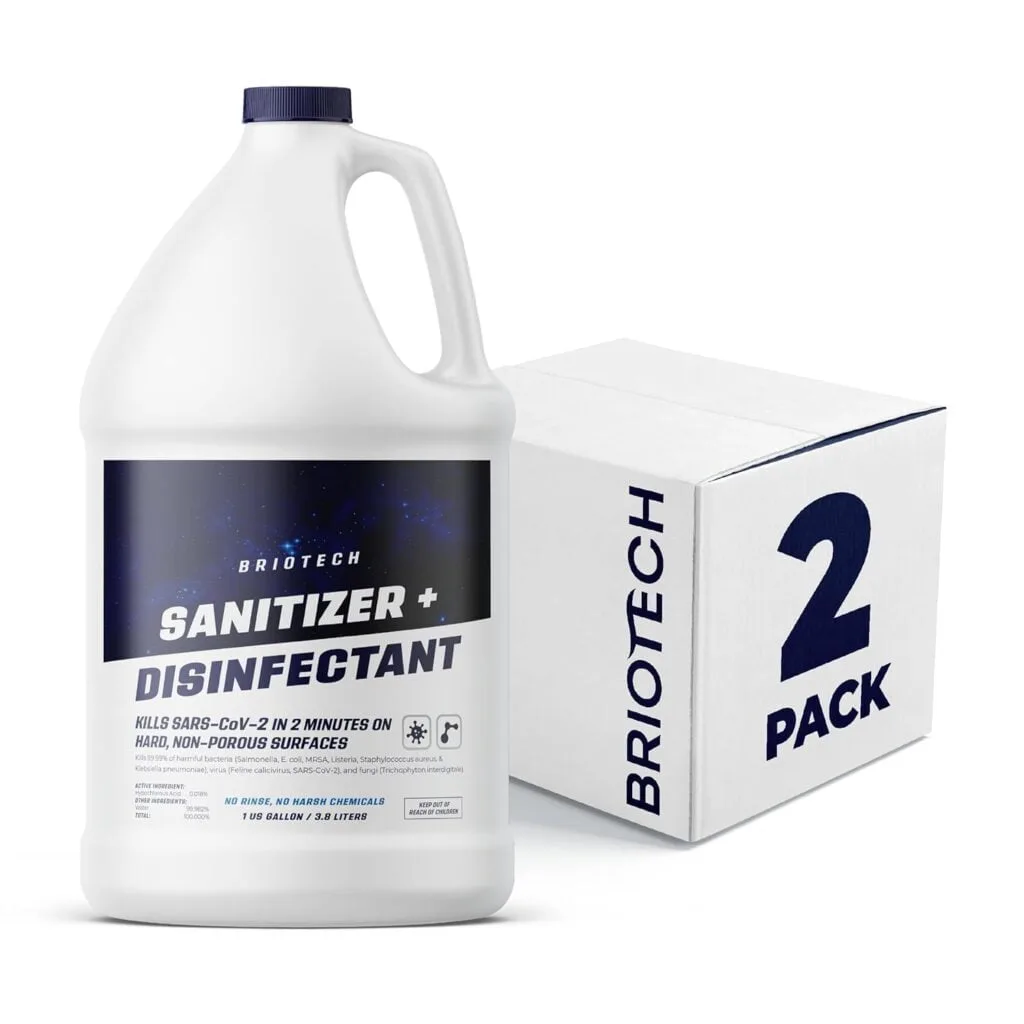 BRIOTECH Sanitizer + Disinfectant, Kills 99.99% of Viruses Bacteria, HOCl Hypochlorous Spray, 0% Bleach, 0% Alcohol, Food Contact Safe, Eliminate Non-Living Allergens Remove Pet Odor BRIOTECH Sanitizer + Disinfectant, Kills 99.99% of Viruses Bacteria, HOCl Hypochlorous Spray, 0% Bleach, 0% Alcohol, Food Contact Safe, Eliminate Non-Living Allergens Remove Pet Odor
