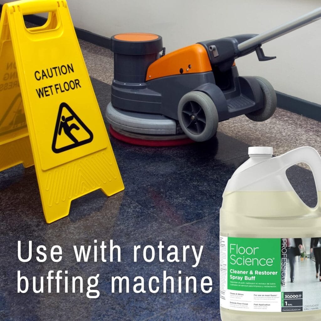 Diversey CBD540458 Floor Science Professional Cleaner and Restorer Spray Buff, Cleans  Shines with Citrus Scent, Ready-to-Use, 1-Gallon (Pack of 4) (Packaging May Vary)