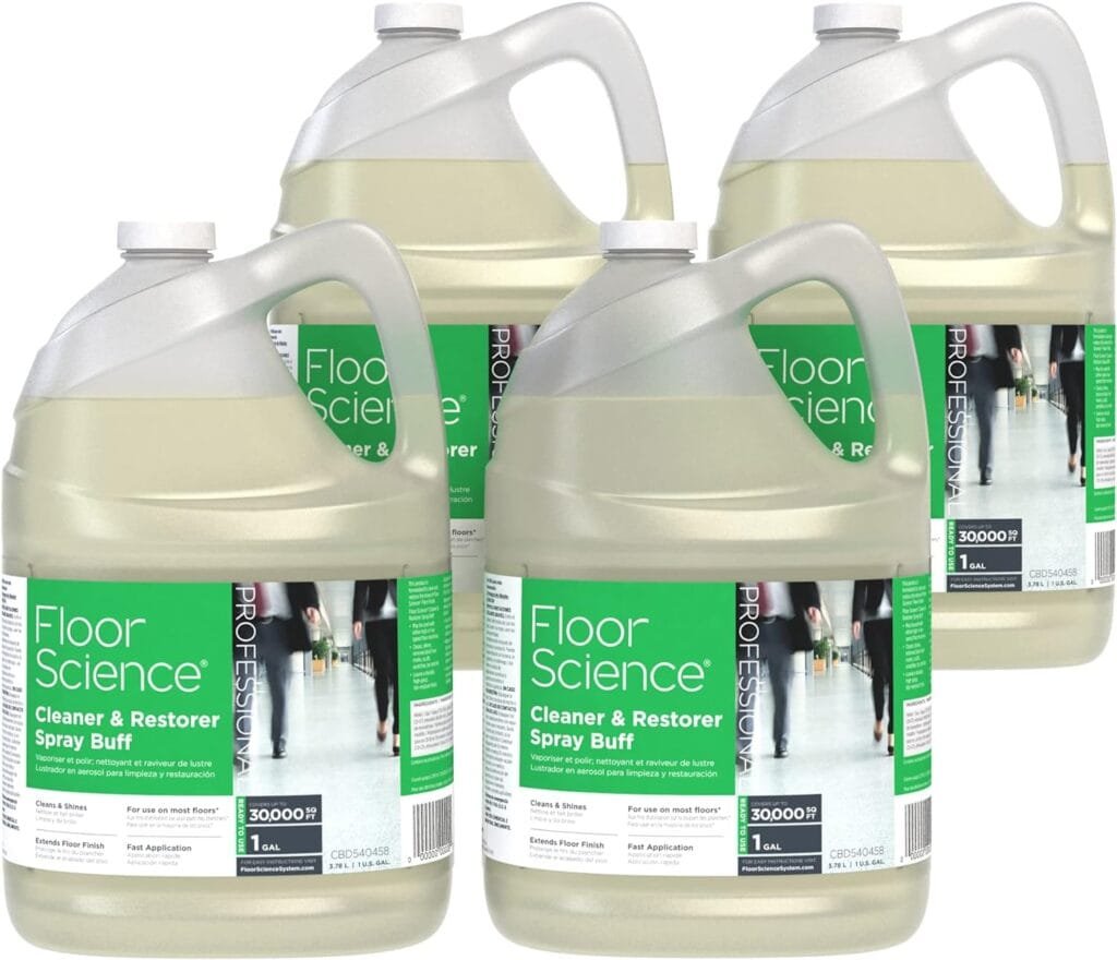 Diversey CBD540458 Floor Science Professional Cleaner and Restorer Spray Buff, Cleans  Shines with Citrus Scent, Ready-to-Use, 1-Gallon (Pack of 4) (Packaging May Vary)