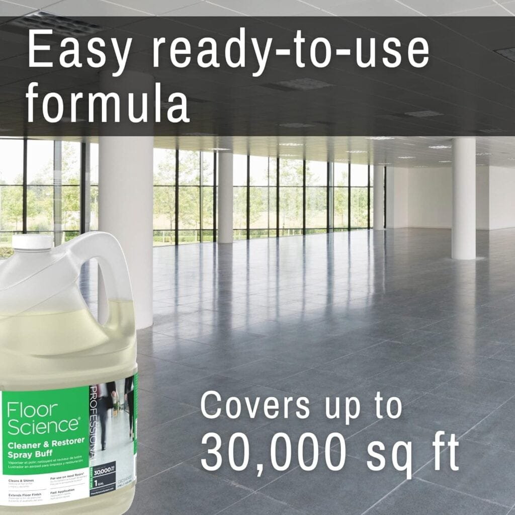 Diversey CBD540458 Floor Science Professional Cleaner and Restorer Spray Buff, Cleans  Shines with Citrus Scent, Ready-to-Use, 1-Gallon (Pack of 4) (Packaging May Vary)
