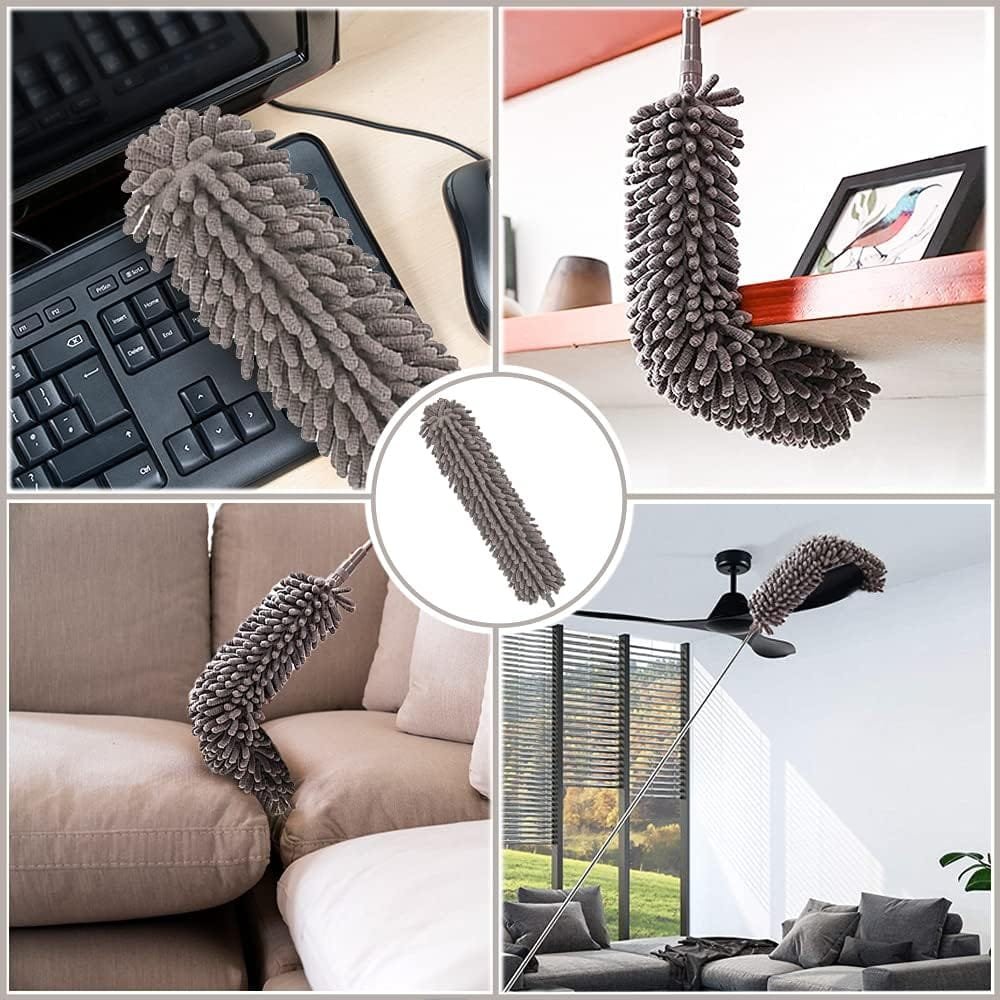 Dusters for Cleaning 5 PCS Duster Microfiber Duster Cleaning Kit with 100 Inch Telescoping Extension Pole,Reusable Bendable Dusters, Washable Dusters for Cleaning Ceilings Fans