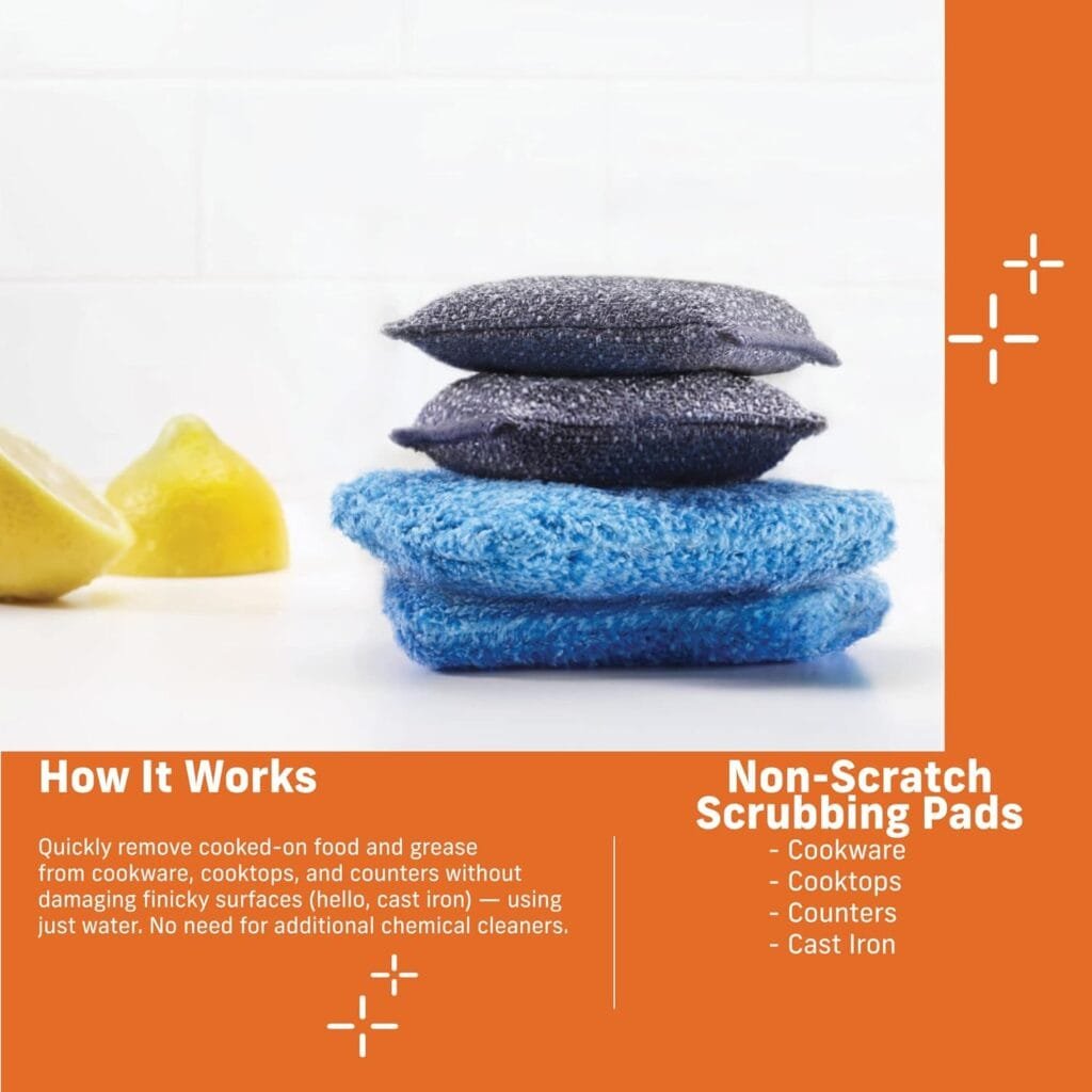 E-Cloth 2-Pack Non-Scratch Scrubbing Pads, Microfiber Scrubber and Dish Sponge, Ideal for a Streak-Free Clean Grill, Cast Iron and Dishes, Washable and Reusable, 100 Wash Promise E-Cloth 2-Pack Non-Scratch Scrubbing Pads, Microfiber Scrubber and Dish Sponge, Ideal for a Streak-Free Clean Grill, Cast Iron and Dishes, Washable and Reusable, 100 Wash Promise