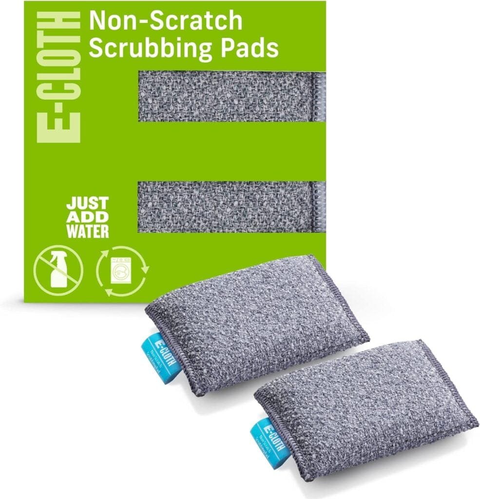 E-Cloth 2-Pack Non-Scratch Scrubbing Pads, Microfiber Scrubber and Dish Sponge, Ideal for a Streak-Free Clean Grill, Cast Iron and Dishes, Washable and Reusable, 100 Wash Promise E-Cloth 2-Pack Non-Scratch Scrubbing Pads, Microfiber Scrubber and Dish Sponge, Ideal for a Streak-Free Clean Grill, Cast Iron and Dishes, Washable and Reusable, 100 Wash Promise