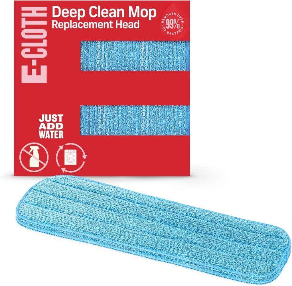 E-Cloth Deep Clean Mop Head, Microfiber Mop Head Replacement for Floor Cleaning, Great for Hardwood, Laminate, Tile and Stone Flooring, Washable and Reusable, 100 Wash Guarantee, 2 Pack E-Cloth Deep Clean Mop Head, Microfiber Mop Head Replacement for Floor Cleaning, Great for Hardwood, Laminate, Tile and Stone Flooring, Washable and Reusable, 100 Wash Guarantee, 2 Pack