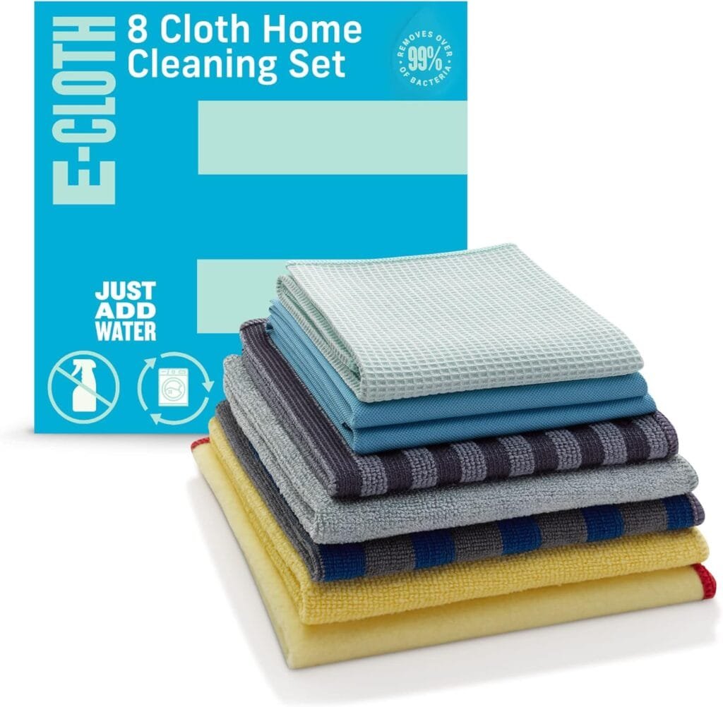 E-Cloth Home Cleaning Set with Microfiber Cleaning Cloths for Cars, Bathroom, Kitchen, More - Microfiber Towels That Clean with No Added Chemicals - 8 Specialized Cloths in Assorted Colors E-Cloth Home Cleaning Set with Microfiber Cleaning Cloths for Cars, Bathroom, Kitchen, More - Microfiber Towels That Clean with No Added Chemicals - 8 Specialized Cloths in Assorted Colors