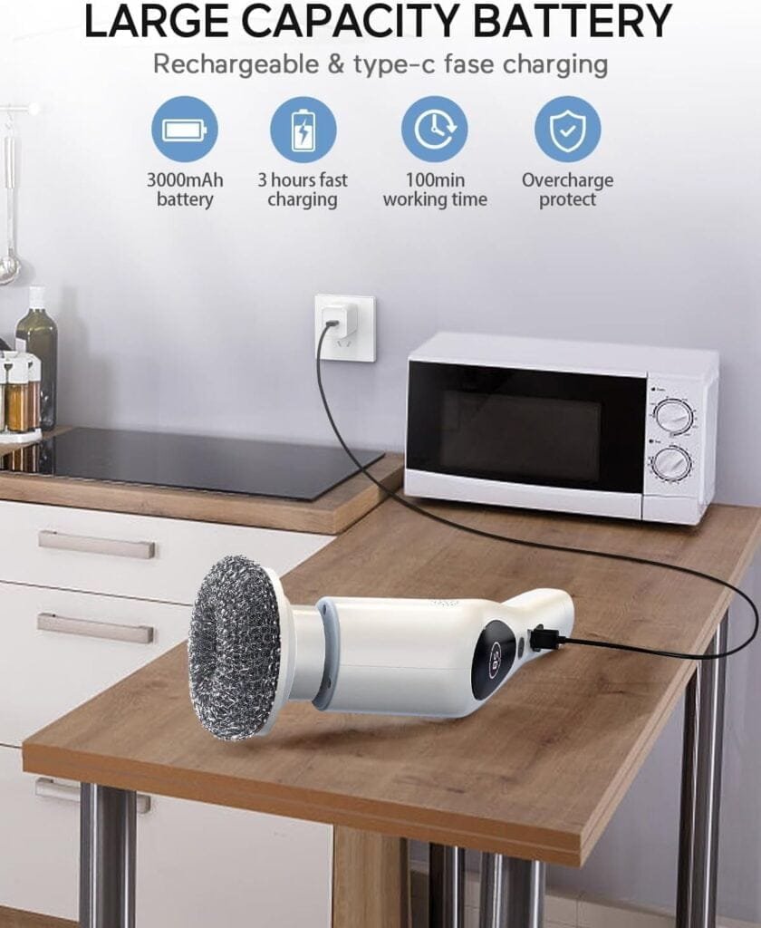 Electric Spin Scrubber,Cordless Shower Scrubber,Power Scrub Brush with 9 Replaceable Brush Head,Portable Cleaning Brush for Bathroom/Floor/Tile,3 Adjustable Extension Long Handle,3 Rotating Speeds