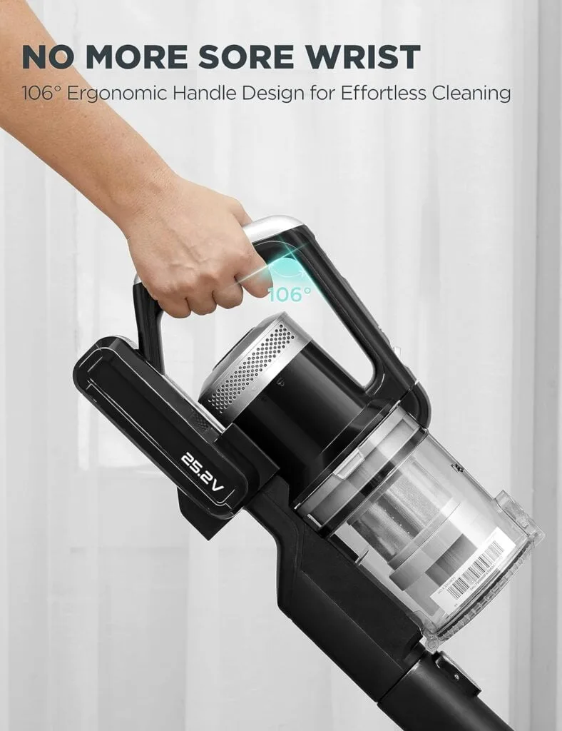 Eureka Cordless Vacuum Cleaner, Ultra Lightweight Stick Cordless Vacuum for Home Pet Hair Carpet Hard Floor, 380W Powerful Suction, Dual LED Headlights, 180° Flexible Brush Head, Black