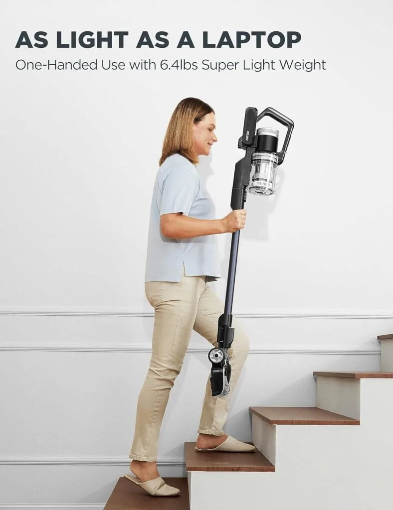 Eureka Cordless Vacuum Cleaner, Ultra Lightweight Stick Cordless Vacuum for Home Pet Hair Carpet Hard Floor, 380W Powerful Suction, Dual LED Headlights, 180° Flexible Brush Head, Black