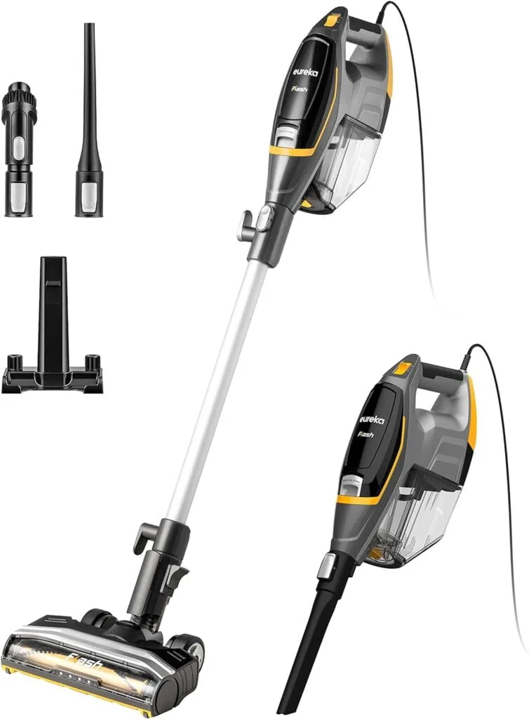 Eureka Home Lightweight Stick Vacuum Cleaner, Powerful Suction Corded Multi-Surfaces, 3-in-1 Handheld Vac, Blaze Black