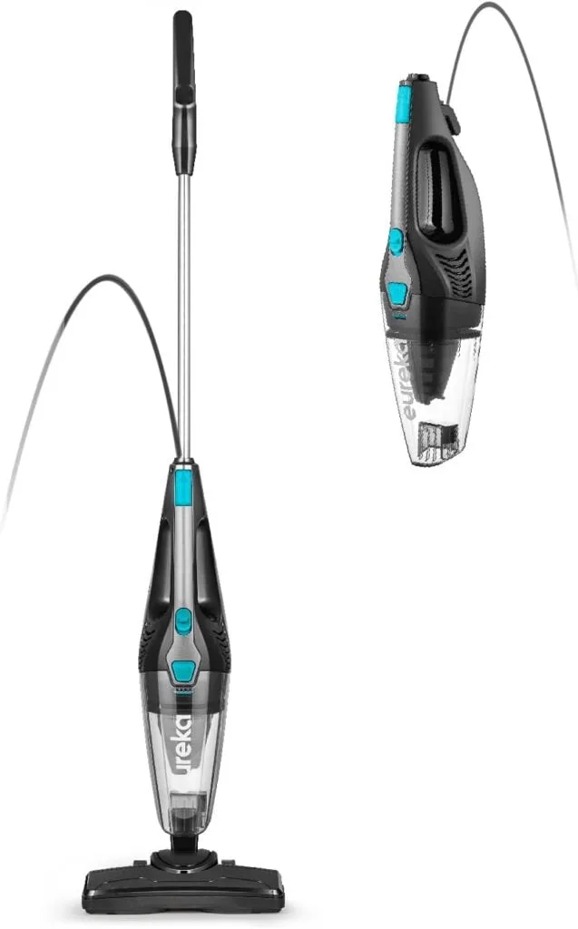 Eureka Home Lightweight Stick Vacuum Cleaner, Powerful Suction Corded Multi-Surfaces, 3-in-1 Handheld Vac, Blaze Black