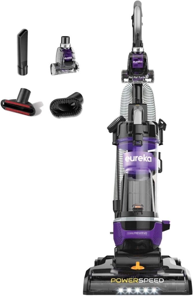 Eureka Powerful Lightweight Upright Vacuum Carpet and Floor, PowerSpeed NEU202 with Automatic Cord Rewind, Purple Eureka Powerful Lightweight Upright Vacuum Carpet and Floor, PowerSpeed NEU202 with Automatic Cord Rewind, Purple