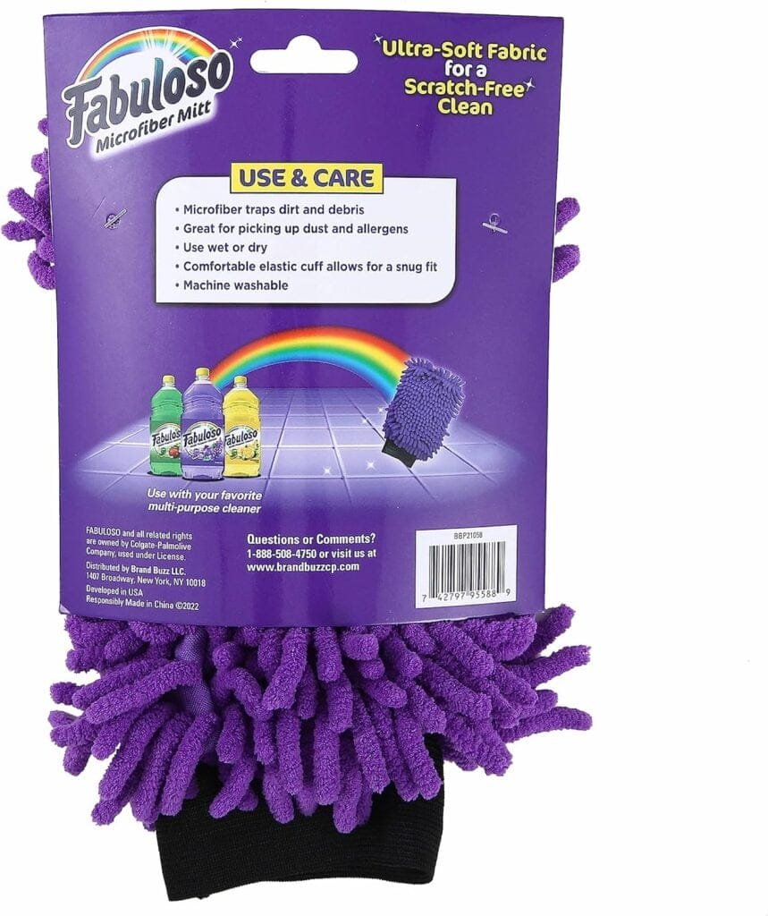 Fabuloso Microfiber Cleaning Mitt, Purple, One Size Fits All | Lint-Free, Scratch-Free Cleaning Glove for Surfaces and Furniture | Microfiber Dustless Hand Cloth for Bold Bright Cleaning Experience Fabuloso Microfiber Cleaning Mitt, Purple, One Size Fits All | Lint-Free, Scratch-Free Cleaning Glove for Surfaces and Furniture | Microfiber Dustless Hand Cloth for Bold Bright Cleaning Experience