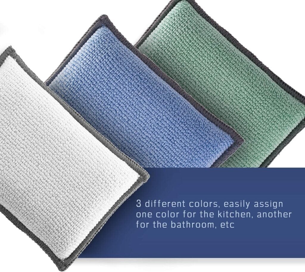 FAYINA 2-Sided Premium Microfiber Dish Sponge and Scrubber 3 Pack Variety - Heavy Duty Scouring Non-Scratch Multi-Surface FAYINA 2-Sided Premium Microfiber Dish Sponge and Scrubber 3 Pack Variety - Heavy Duty Scouring Non-Scratch Multi-Surface