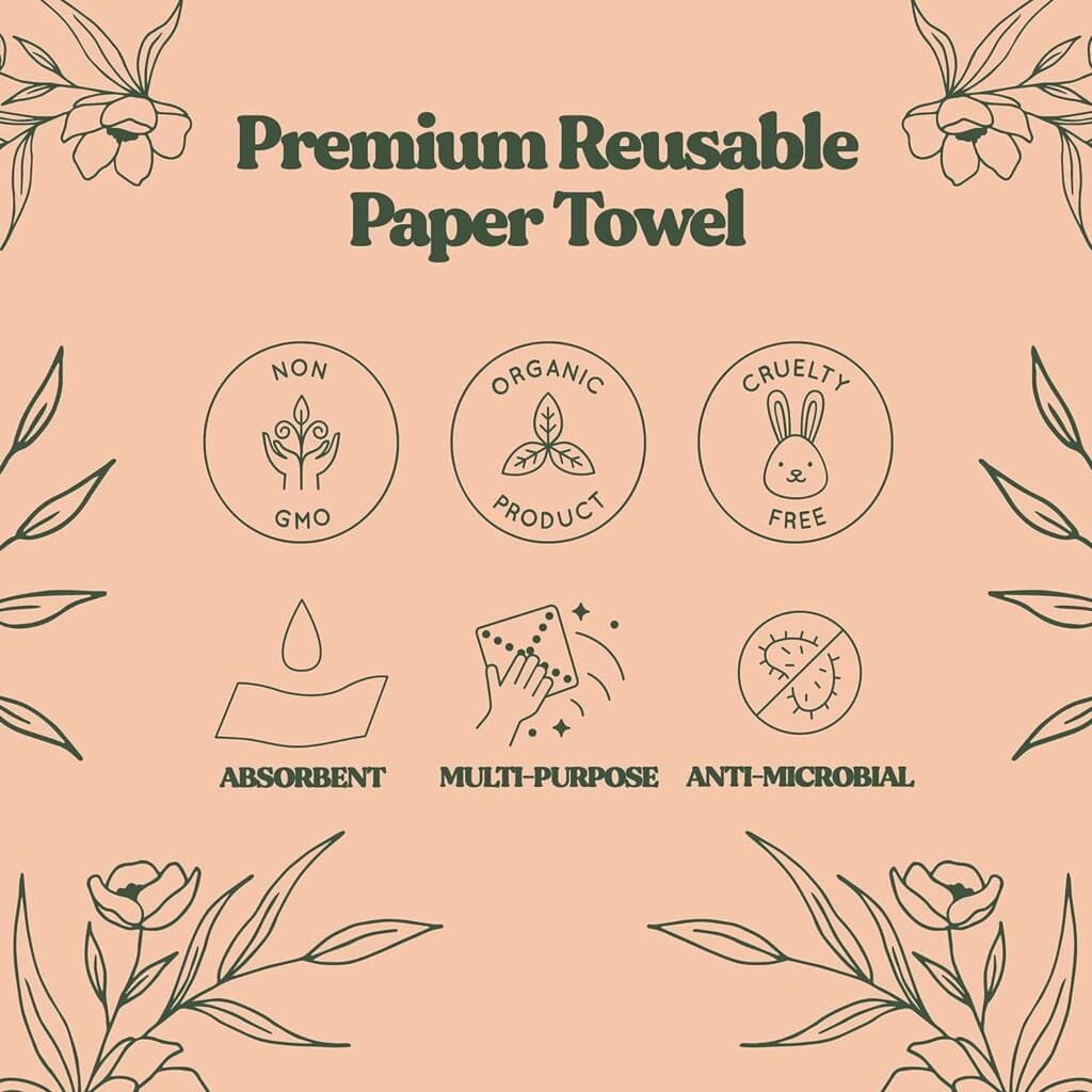 FEBU Swedish Dishcloths for Kitchen | 5 Pack Black Minimalist Swedish Dish Towels | Reusable Paper Towels Washable | Non-Scratch Cellulose Sponge Cloths | No Odor, Biodegradable, Swedish Cloths