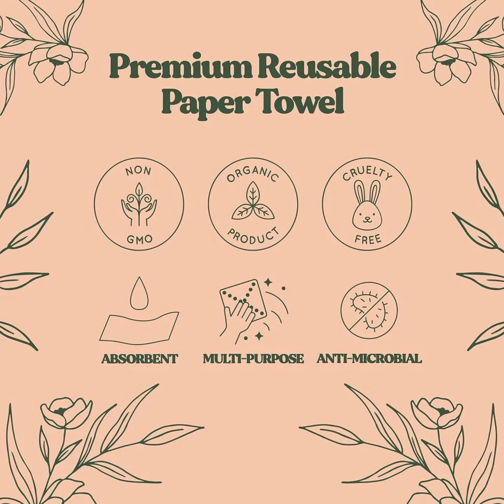 FEBU Swedish Dishcloths for Kitchen | 5 Pack Watercolor Dish Towels | Reusable Paper Towels Washable | Non-Scratch Cellulose Sponge Cloths | No Odor, Biodegradable, Swedish Cloths