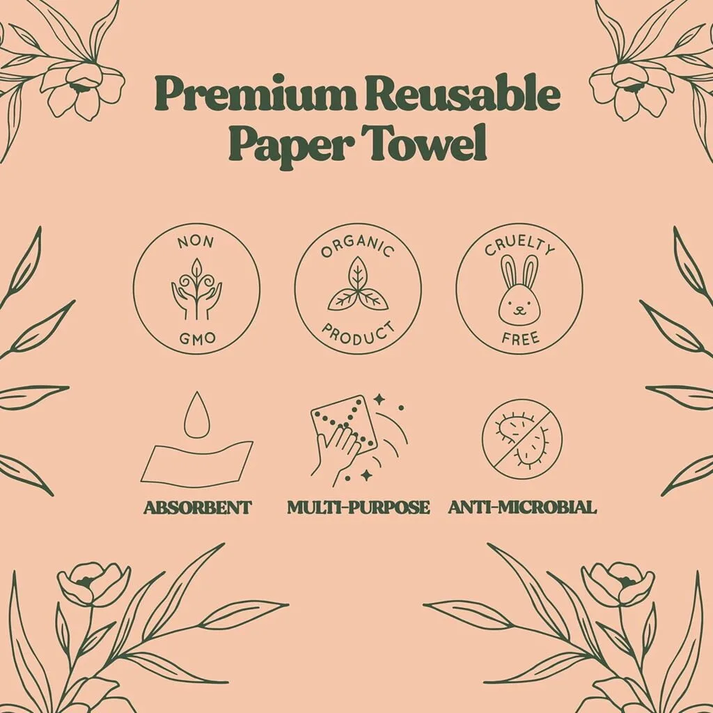 FEBU Swedish Dishcloths for Kitchen | 5 Pack Watercolor Dish Towels | Reusable Paper Towels Washable | Non-Scratch Cellulose Sponge Cloths | No Odor, Biodegradable, Swedish Cloths