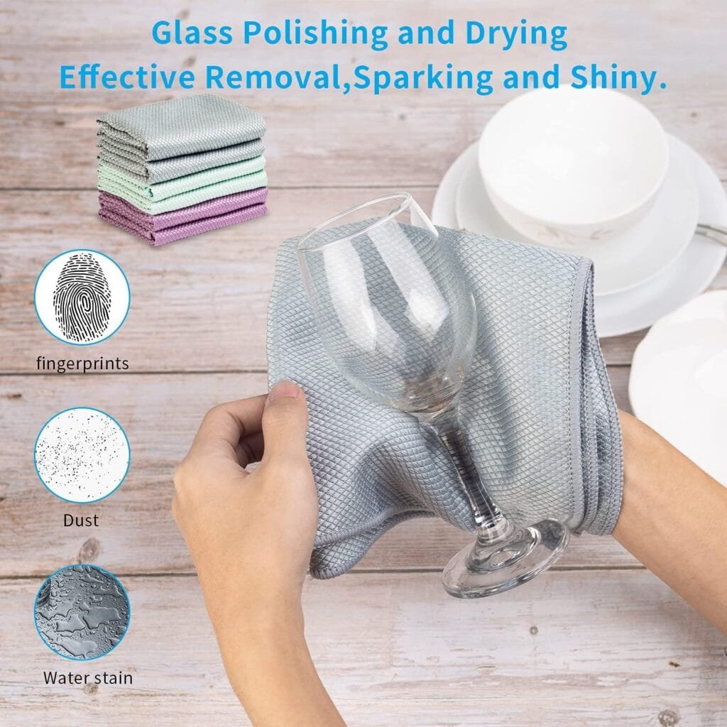 Fish Scale Streak Free Magic Glass Window Cleaning Cloth,Easy Clean Miracle Nanoscale Microfiber Mirror Car Stainless Steel Shiny wipes,Lint Free Dish Drying Polishing Towels,Pack 6,Mix