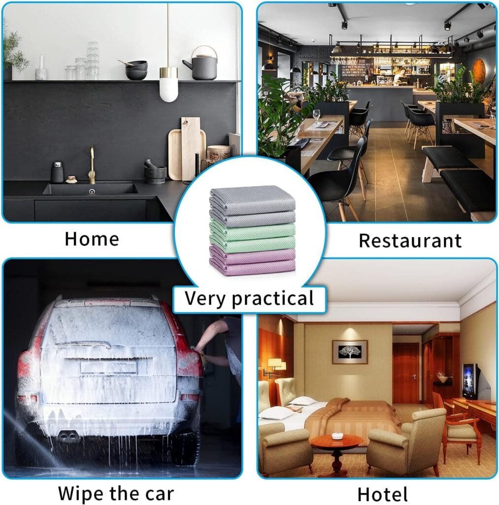 Fish Scale Streak Free Magic Glass Window Cleaning Cloth,Easy Clean Miracle Nanoscale Microfiber Mirror Car Stainless Steel Shiny wipes,Lint Free Dish Drying Polishing Towels,Pack 6,Mix