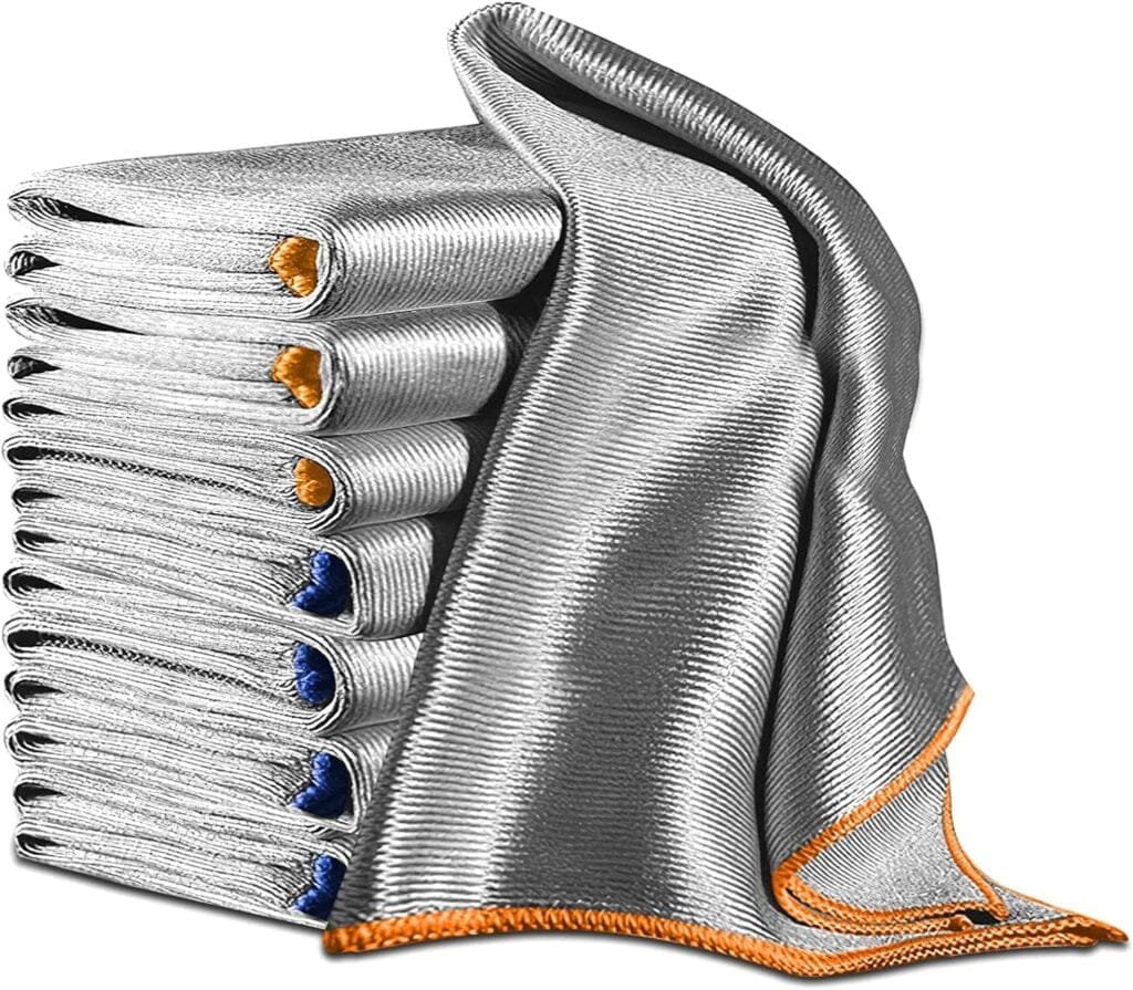 Glass Polishing Cloth Streak Free Miracle Cleaning Cloth Lint Free Microfiber Cleaning Rags for Glasses Kitchen Dish Mirrors Easy Clean, Pack of 6, 12 x 12