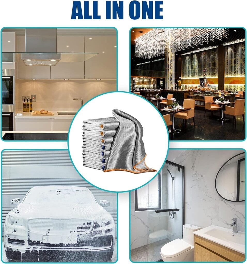 Glass Polishing Cloth Streak Free Miracle Cleaning Cloth Lint Free Microfiber Cleaning Rags for Glasses Kitchen Dish Mirrors Easy Clean, Pack of 6, 12 x 12