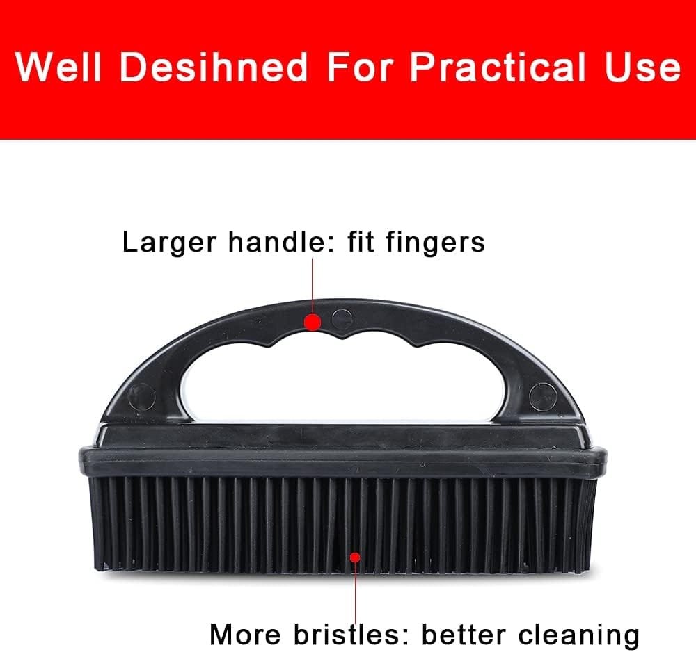 Godiyyer Rubber Pet Hair Removal Brush Lint  Hair Removal Cat Dog Hair Remover Brush Pet Hair Removal Tool Silicone Lint and Debris Remover for Cleaning, Grooming, Lint and Fur Removal, Home,Black