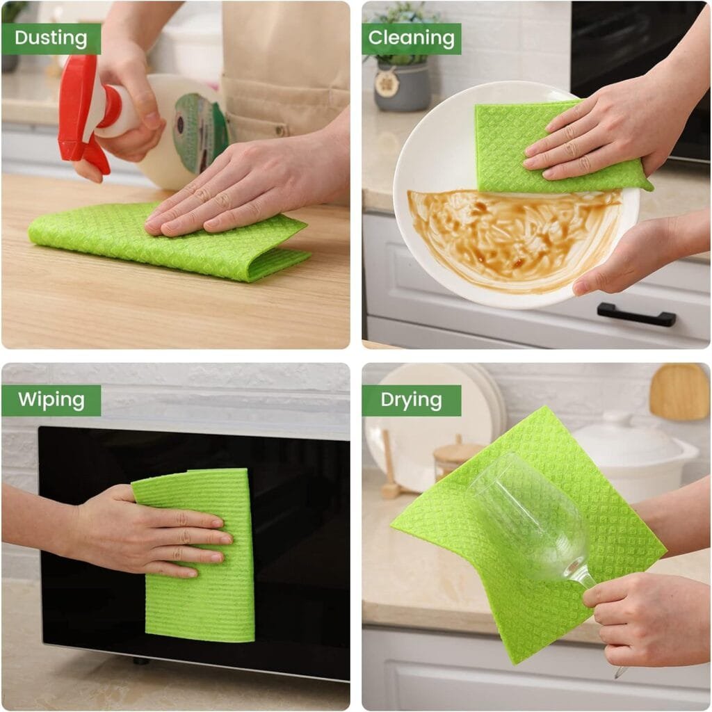 Homaxy Swedish Dishcloths for Kitchen, 10 Pack Reusable and Eco-Friendly Cellulose Sponge Cloths Dish Towels, Absorbent and No Odor Paper Towels for Dishes ＆ Counters, Assorted