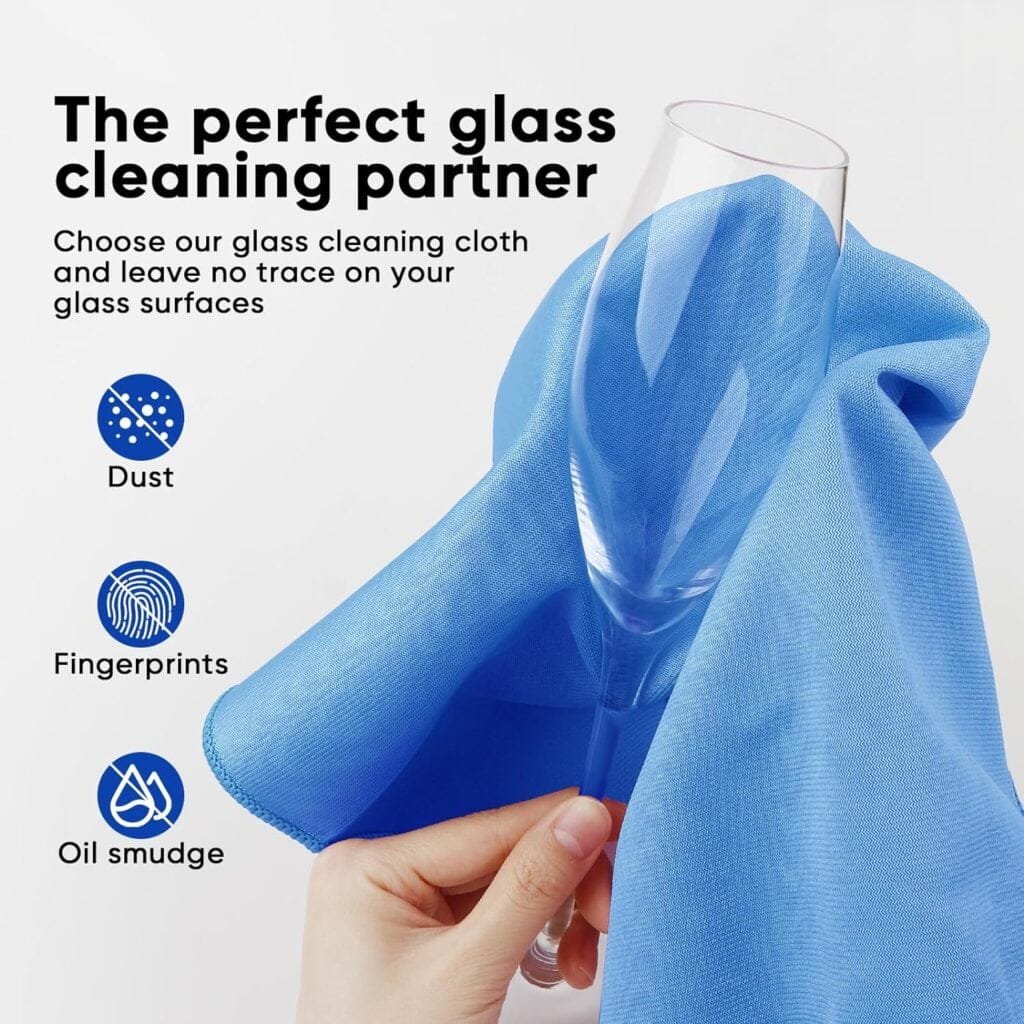 HOMEXCEL Microfiber Glass Cleaning Cloths 6 PK, Lint Free Streak Free, Reusable Microfiber Cleaning Cloth for Cleaning Windows, Glasses, Mirrors, Screens, Stainless Steel, and More Purple-14×16