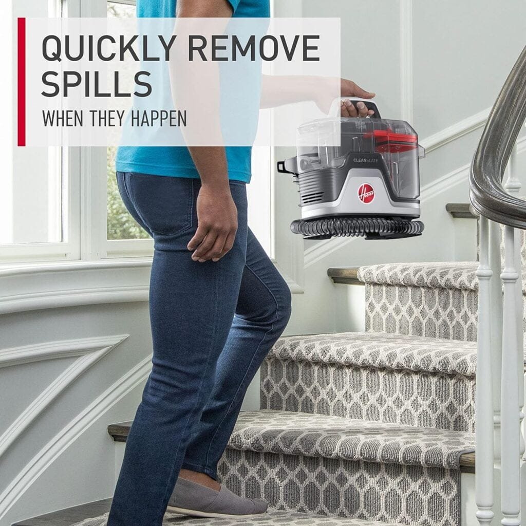 Hoover CleanSlate Plus Carpet  Upholstery Spot Cleaner, Stain Remover, Portable, With Spin Scrub Tool, FH14052, White Hoover CleanSlate Plus Carpet  Upholstery Spot Cleaner, Stain Remover, Portable, With Spin Scrub Tool, FH14052, White