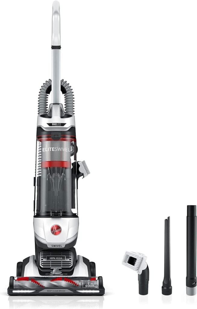 Hoover MAXLife Elite Swivel Vacuum Cleaner with HEPA Media Filtration, Bagless Multi-Surface Upright for Carpet and Hard Floors, UH75100, White Hoover MAXLife Elite Swivel Vacuum Cleaner with HEPA Media Filtration, Bagless Multi-Surface Upright for Carpet and Hard Floors, UH75100, White