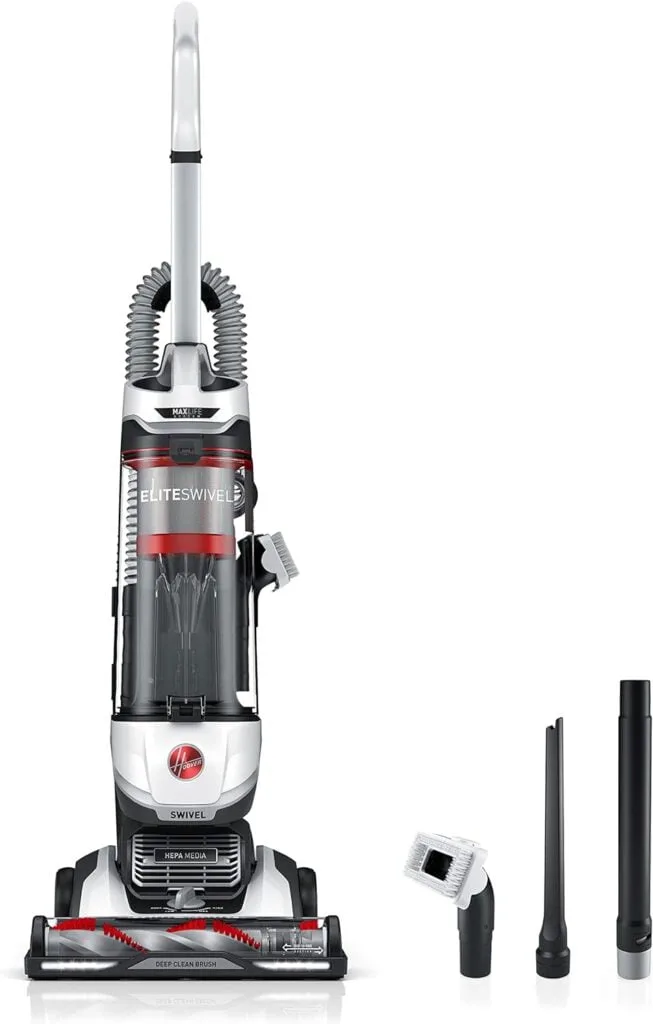 Hoover MAXLife Elite Swivel Vacuum Cleaner with HEPA Media Filtration, Bagless Multi-Surface Upright for Carpet and Hard Floors, UH75100, White