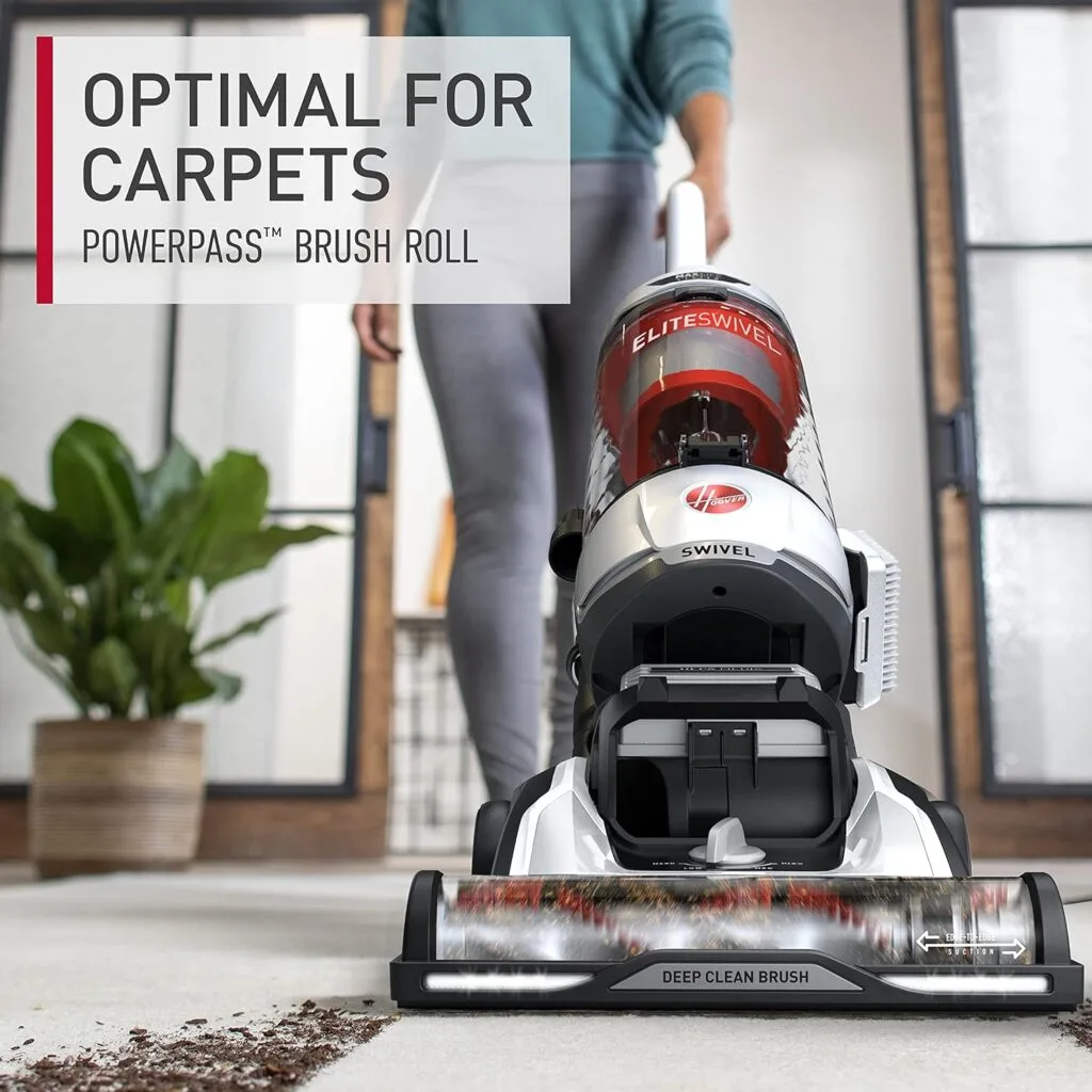 Hoover MAXLife Elite Swivel Vacuum Cleaner with HEPA Media Filtration, Bagless Multi-Surface Upright for Carpet and Hard Floors, UH75100, White