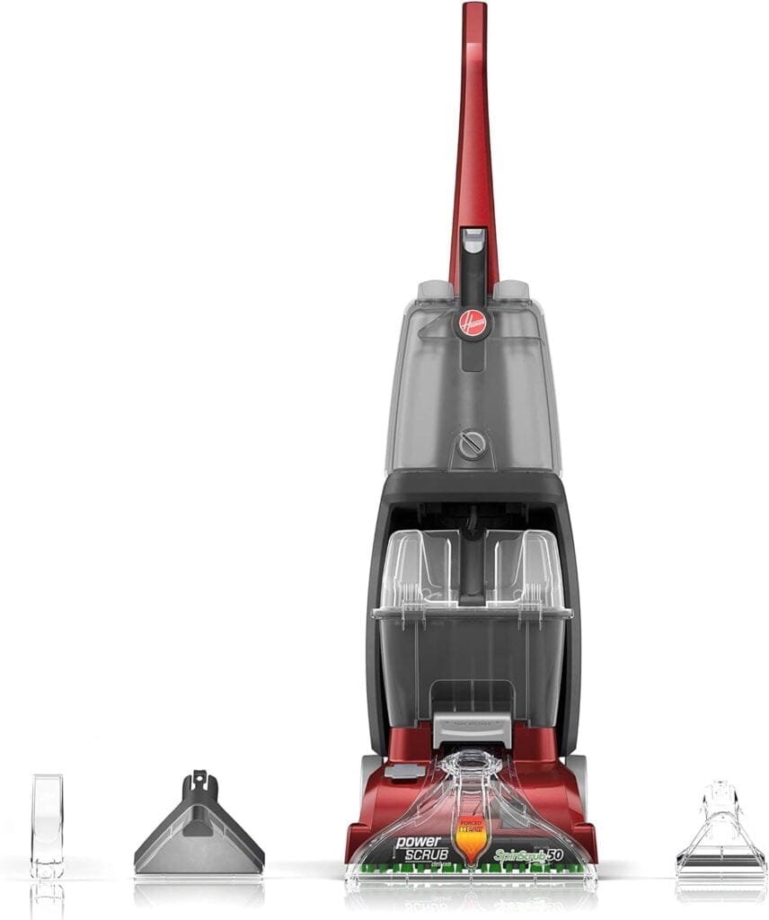 Hoover Power Scrub Deluxe Carpet Cleaner Machine, Upright Shampooer, FH50150NC, Red, 27 Hoover Power Scrub Deluxe Carpet Cleaner Machine, Upright Shampooer, FH50150NC, Red, 27