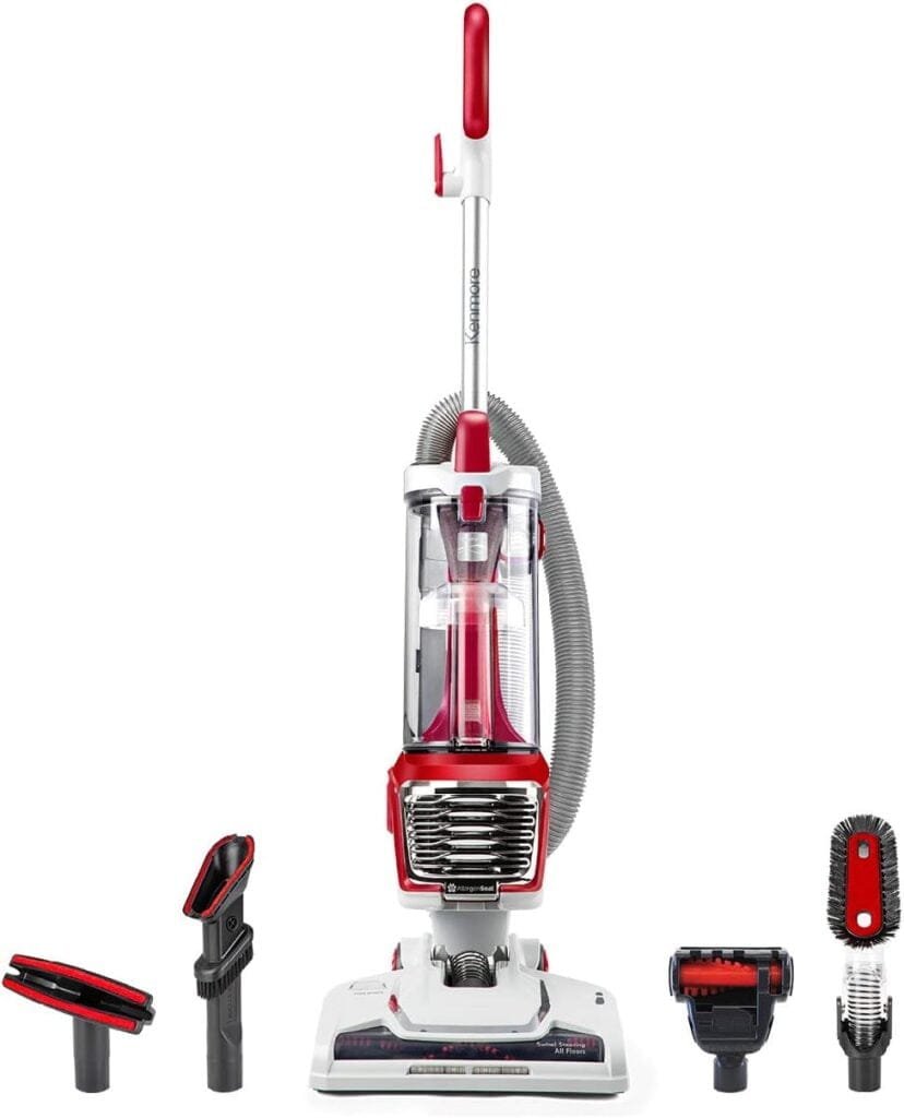 Kenmore DU2015 Bagless Upright Vacuum Lightweight Carpet Cleaner with 10’Hose, HEPA Filter, 4 Cleaning Tools for Pet Hair, Hardwood Floor, Red Kenmore DU2015 Bagless Upright Vacuum Lightweight Carpet Cleaner with 10’Hose, HEPA Filter, 4 Cleaning Tools for Pet Hair, Hardwood Floor, Red