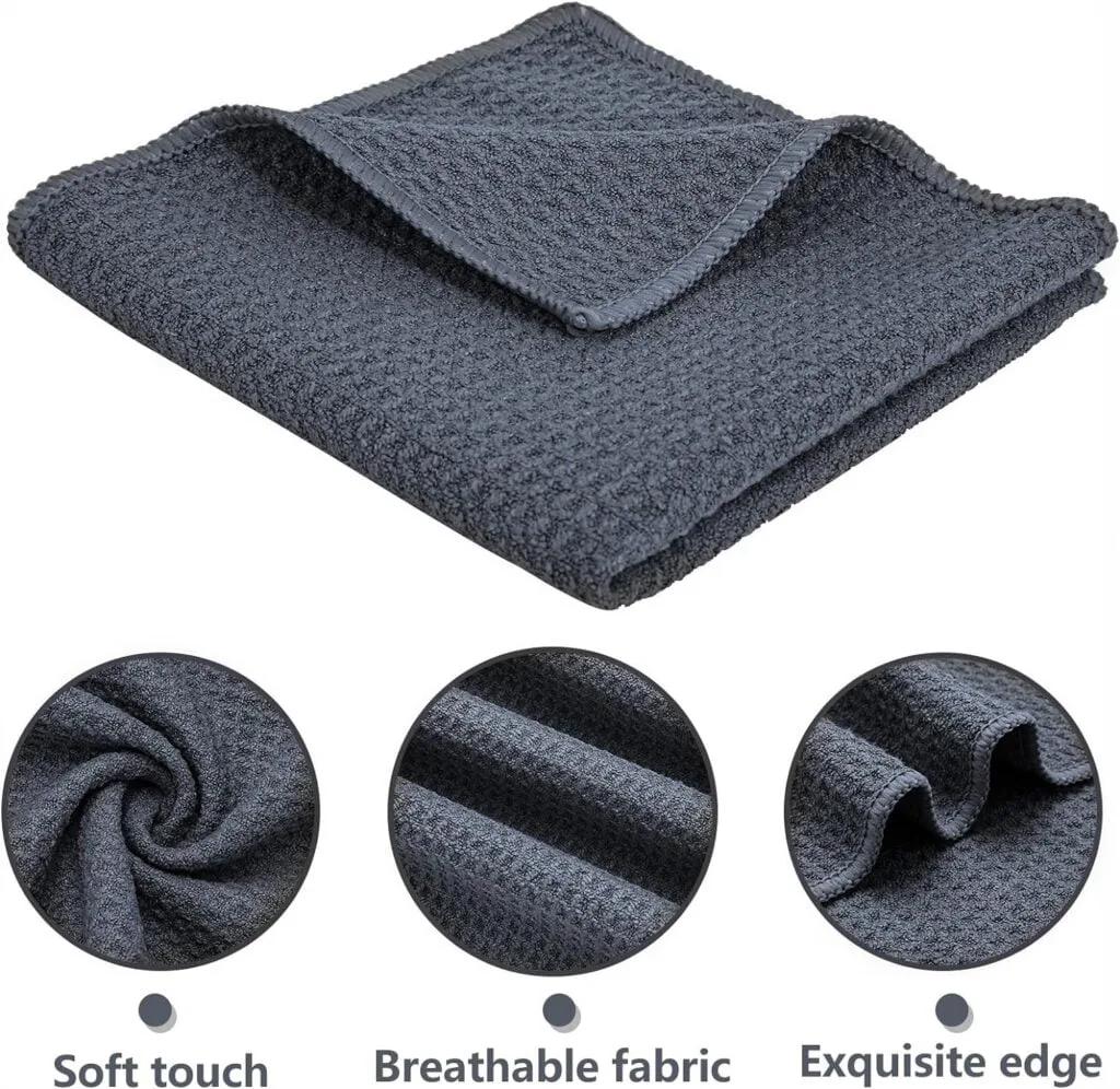 kimteny 10 Pack Pineapple Weave Kitchen Cloths Dish Towels, Ultra Soft Absorbent Microfiber Dish Cloths Quick Drying Dish Rags, 12x12 Inches (Dark Grey)